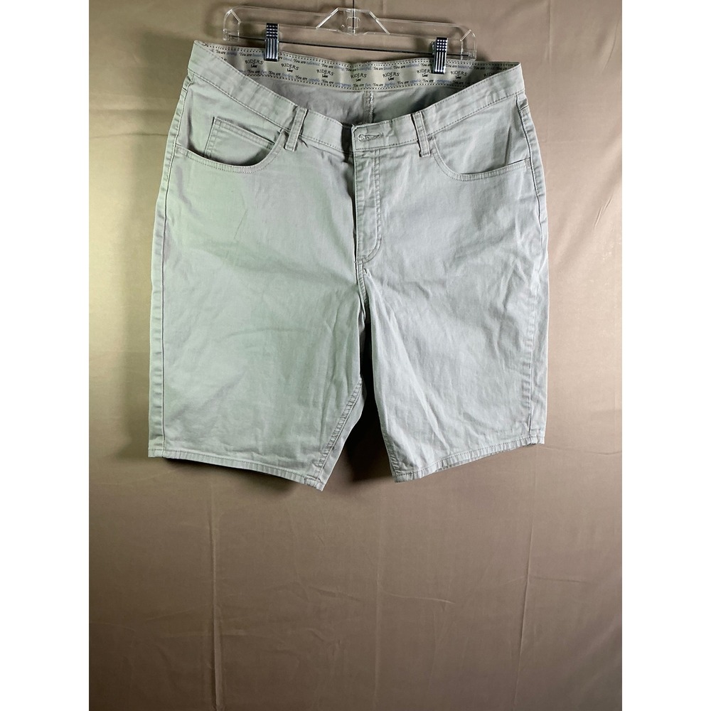 Riders by Lee Womens Khaki Beige Denim Shorts Size 16M Stretch Mid Rise 1172‎